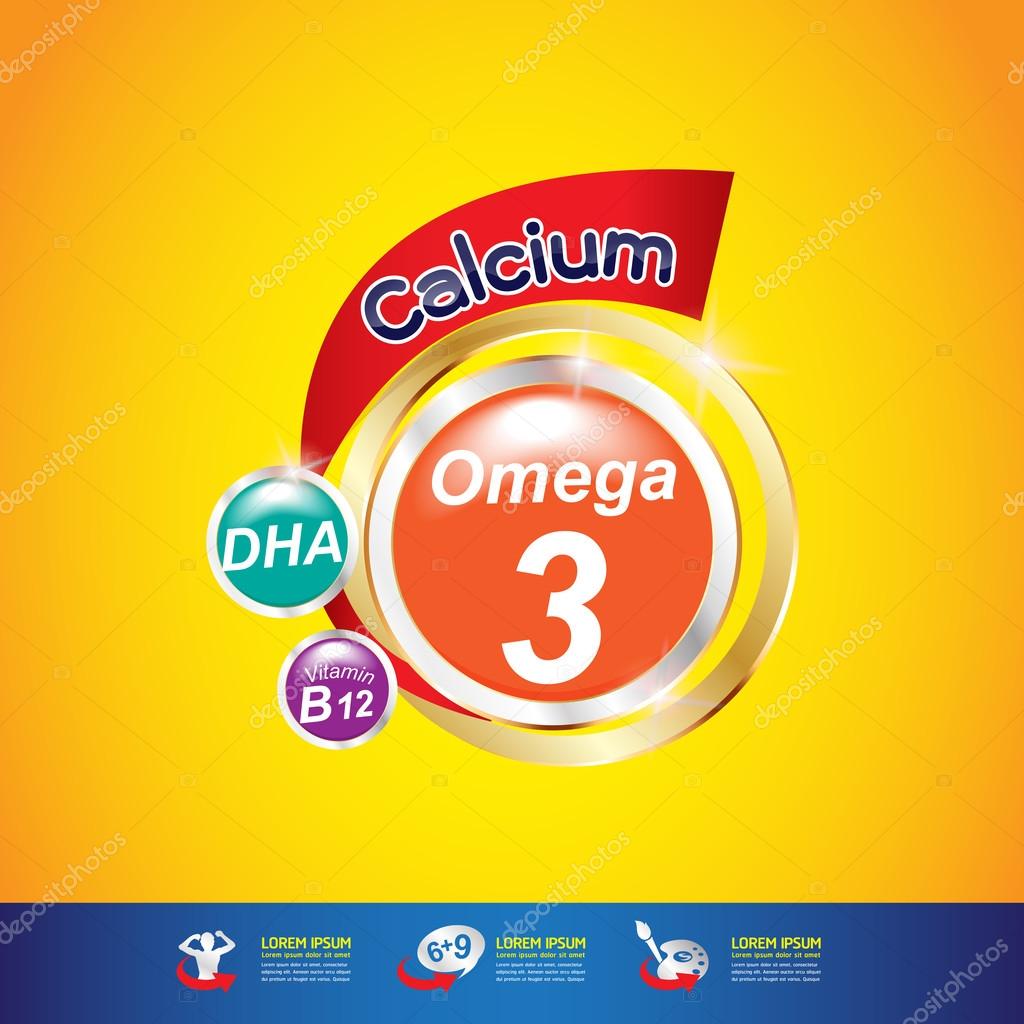 Kids Omega Calcium and Vitamins. Vector.  Concept