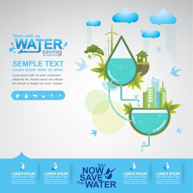 Start with us water saving ecology concept