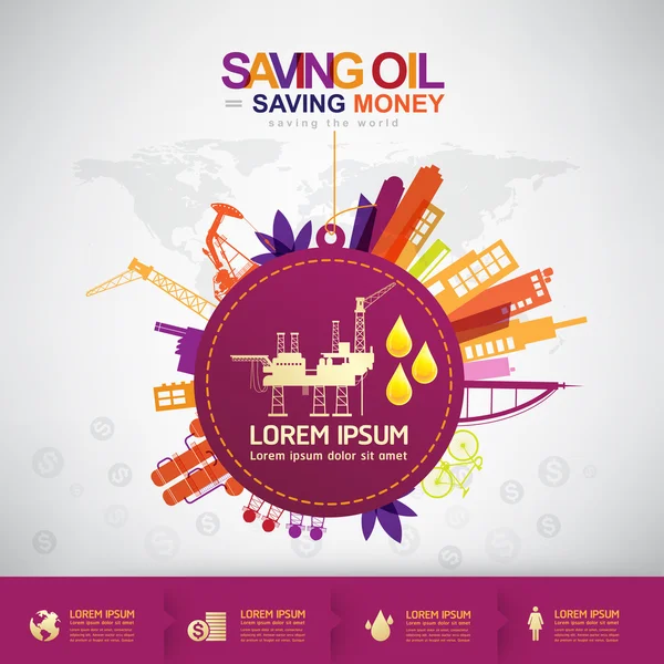 Saving oil saving money — Stock Vector