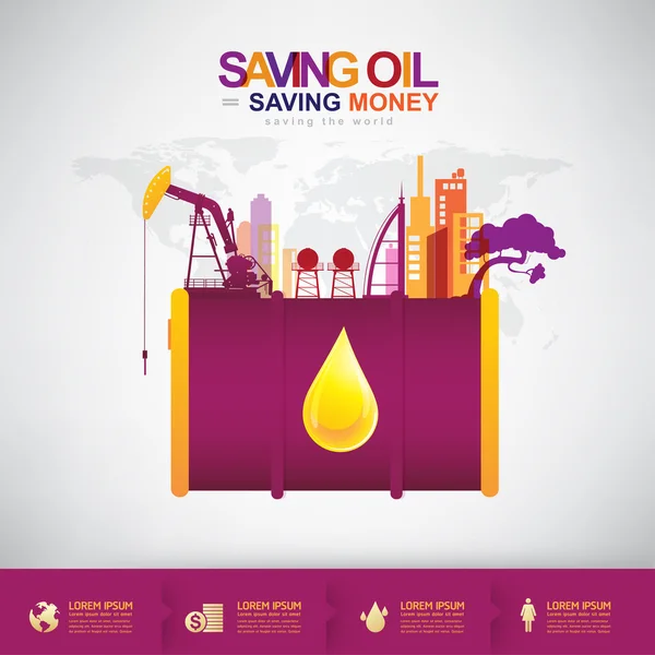 Экономия нефтяных сбережений — стоковый вектор