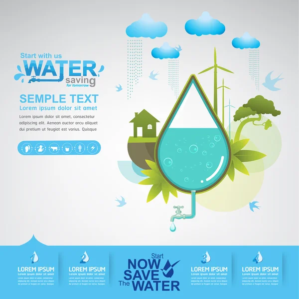 Salve a água — Vetor de Stock