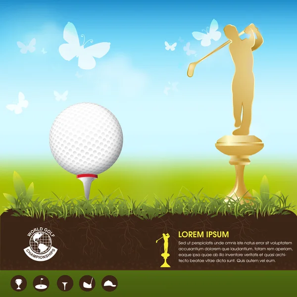 Golf Ball Vector Concept Golf Toernooi wereld — Stockvector