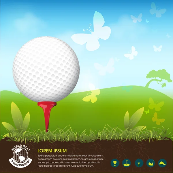 Golf Ball Vector Concept Golf Toernooi wereld — Stockvector