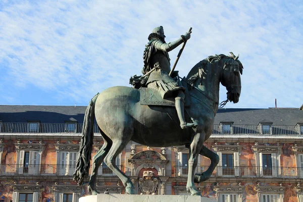 Philip III bir güzel yaz günü, İspanya Madrid Mayor plaza adlı heykeli