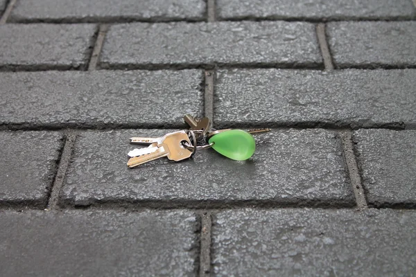 Elveszett kulcsok. a járdán Stock Kép