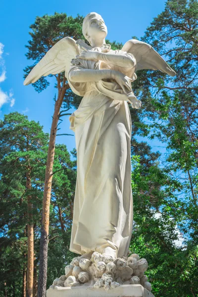 gökyüzü arka plan üzerinde kanatlı melek heykeli