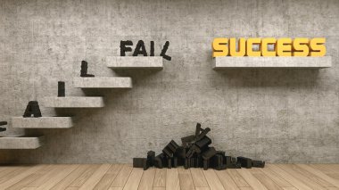 Achieving success through obstacles and difficult way clipart