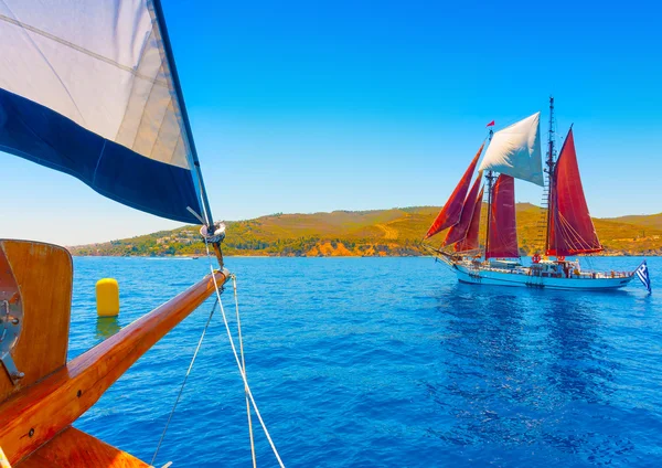 Wooden sailing boat — Stock Photo, Image