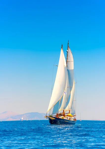 Wooden racing sailing boat — Stock Photo, Image