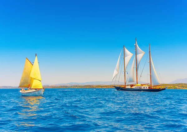 Wooden racing sailing boats — Stock Photo, Image