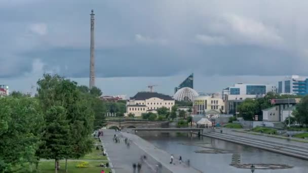 Gündüz-gece geçiş baraj. Yekaterinburg, Rusya, zaman atlamalı (hiper sukut) Telifsiz Stok Çekim