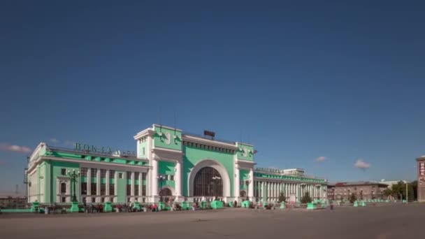 Залізнична станція Новосибірськ, Росія, проміжок часу (гіпер Уповільнена зйомка) — стокове відео