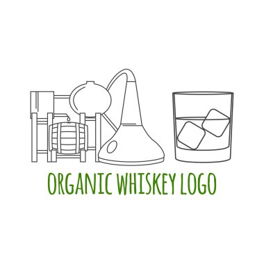 Modern line style logo, branding,  logotype,  badge  with whiske clipart