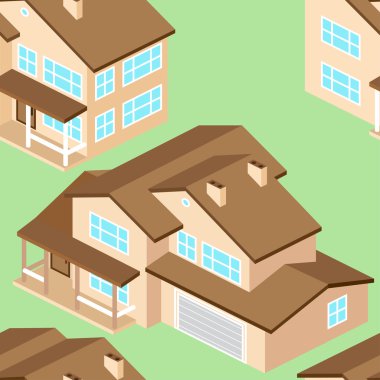 İzometrik banliyö Amerikan ev ile Seamless Modeli.