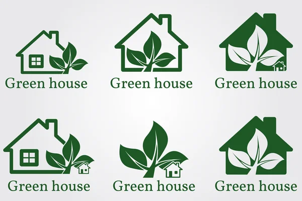 绿房子的标志。生态的房子。矢量图. — 图库矢量图片