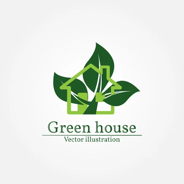 Zöld ház logó. Energiatakarékossági koncepció. Vektoros illusztráció. — Stock Vector