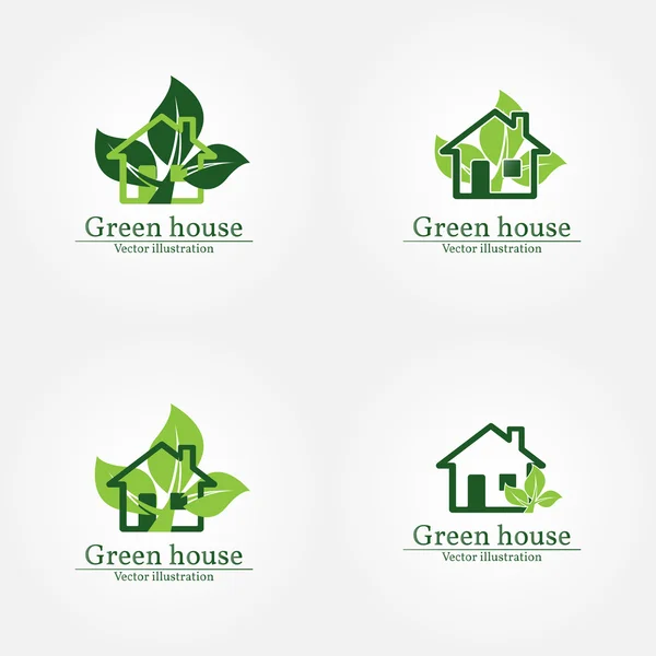 绿房子的标志。节能环保概念。矢量图. — 图库矢量图片