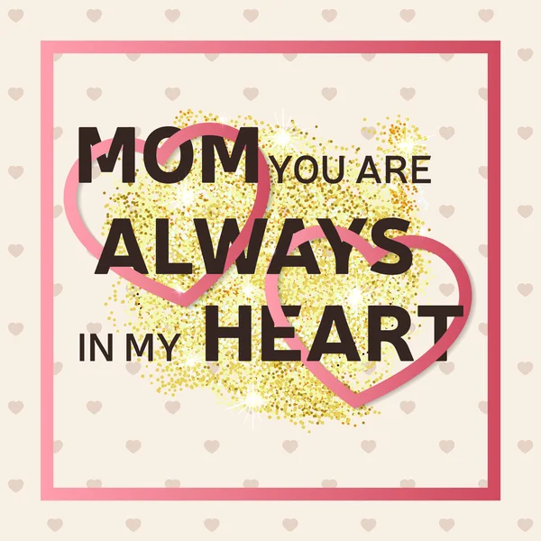 Ouro glitter cartão de felicitações Feliz Dia das Mães. Vector illustrati —  Vetores de Stock