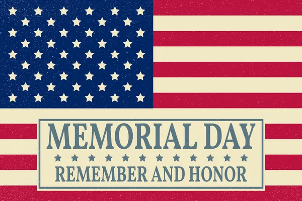 Happy Memorial Day background template. Happy Memorial Day poster. Remember and honor on top of American flag. Patriotic banner. Vector illustration.