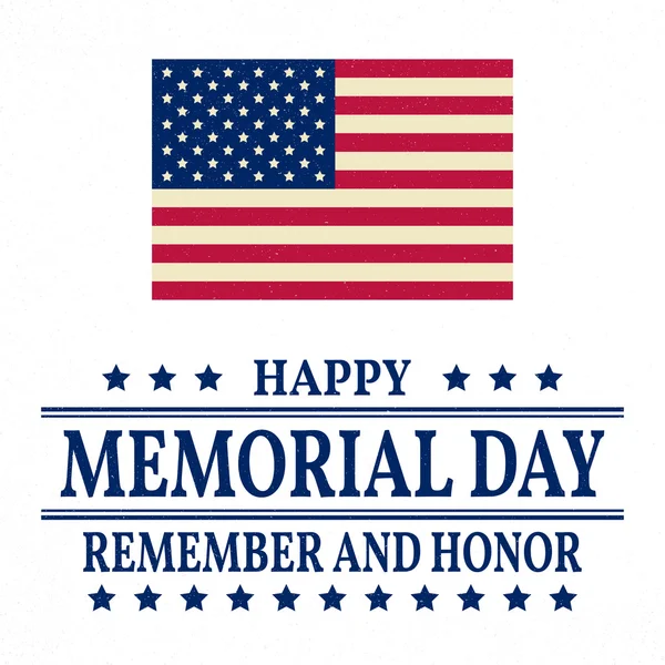 Buon Memorial Day modello di sfondo. Buon poster del Memorial Day. Ricordate, onore e bandiera americana. Stendardo patriottico. Illustrazione vettoriale . — Vettoriale Stock