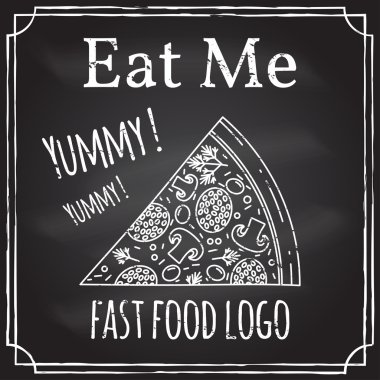 Eat me. Elements on the theme of the restaurant business.  Chalk