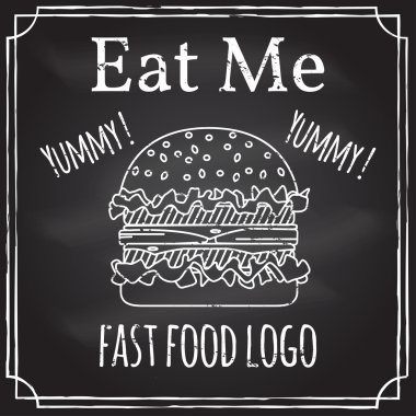 Eat me. Elements on the theme of the restaurant business.  Chalk