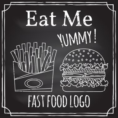 Eat me. Elements on the theme of the restaurant business.  Chalk