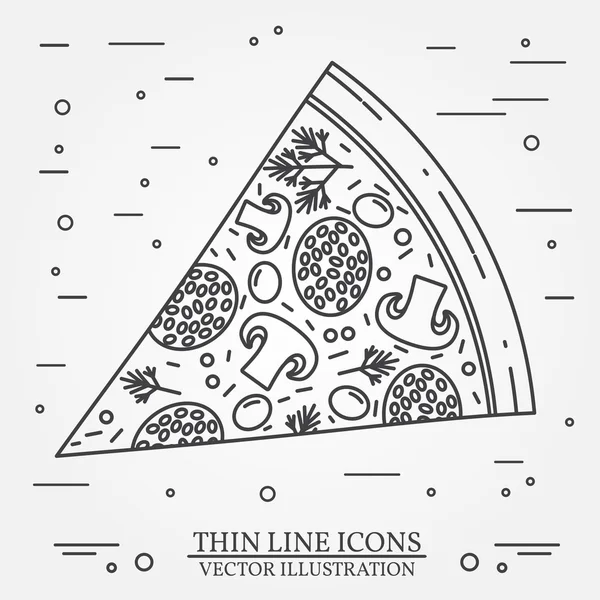 Διάνυσμα λεπτή γραμμή εικονίδιο πίτσα. Για τις web σχεδιασμό και εφαρμογή inte — Διανυσματικό Αρχείο
