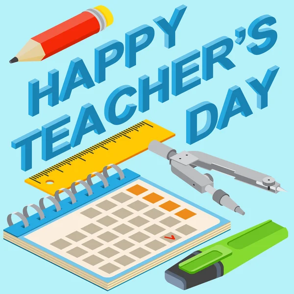 Poster, banner or flyer design with stylish text happy teacher's — Stock Vector