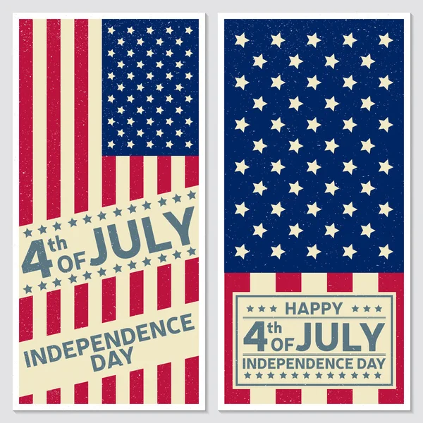 Feliz 4 de julio, tarjeta de felicitación del Día de la Independencia, volante. Cartel del día de la independencia. Banner patriótico para plantilla de sitio web. Ilustración vectorial . — Vector de stock