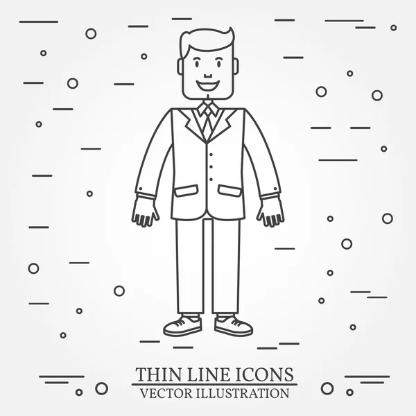 Zakenman dunne lijn icoon. Voor webontwerp en toepassingsinterface, ook handig voor infographics. Vector donkergrijs. Vector illustratie. — Stockvector