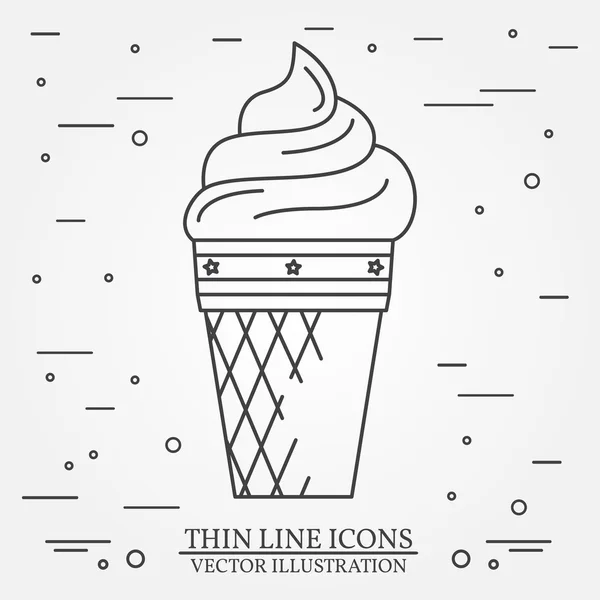 Vector thin line icon ice-cream. For web design and application interface, also useful for infographics. Vector dark grey. Vector illustration. — Stock Vector