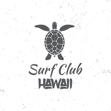 Sörf kulübü konsepti. Vektör Yaz sörf retro rozeti. Sörfçü kulübü amblemi, açık hava afişi, vintage arka plan. Gömlek veya logo, baskı, damga için sörf konsepti. Kaplumbağa, Hawaii. Sörf simgesi tasarımı. - stoc