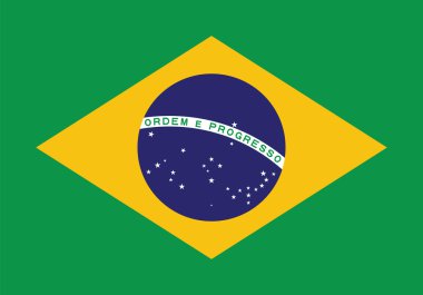 Brezilya bayrağı. Vektör arka planı. Web sitesi şablonu için Vatansever afiş. Kullanılabilir tebrik kartı, afiş, arka plan, logo. Vektör çizimi.