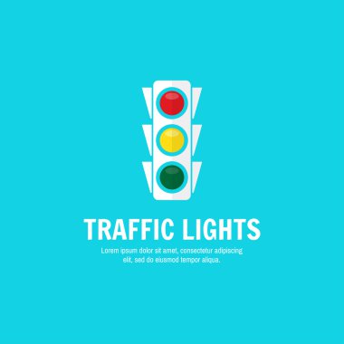 Metin için yer ile trafik ışığı arka plan. Semaphore tasarım şablonu. Web sitesi şablonu, kartlar, posterler, logo için trafik ışığı afiş. Vektör çizimi.