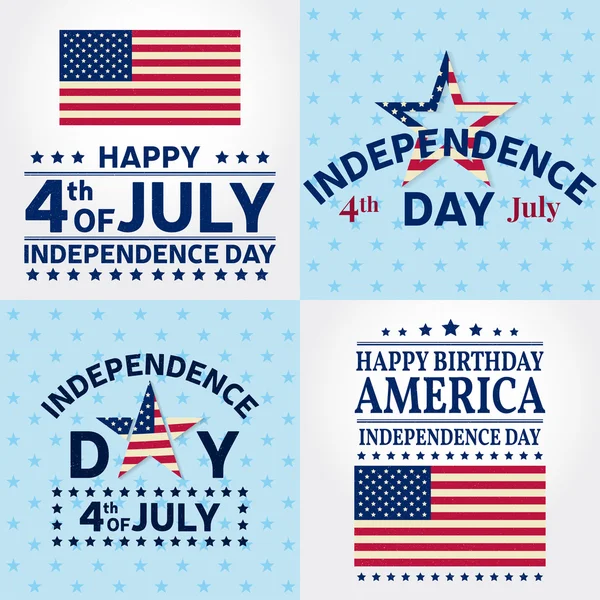 Állítsa be a függetlenség napja üdvözlőlapok, szórólapok. Függetlenség napja plakátok. Hazafias zászló részére website mintadeszka. Vektoros illusztráció. — Stock Vector