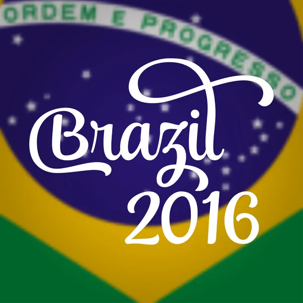 2016 Brasilien. Patriotisches Banner für Website-Vorlage, Karten, Poster, Logo, Broschüre. Typografisches Konzept. Vektorillustration. — Stockvektor