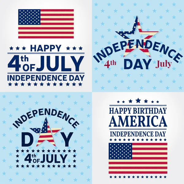 Set of Independence day greeting cards, flyers. Independence day posters. Patriotic banner for website template. Vector illustration. — Stock Vector