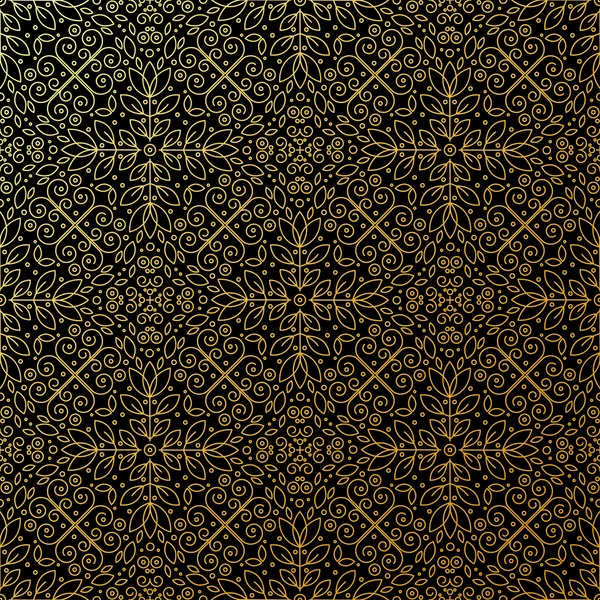 Seamless texture with vintage geometric ornament. Vector thin line art pattern. — Stock Vector