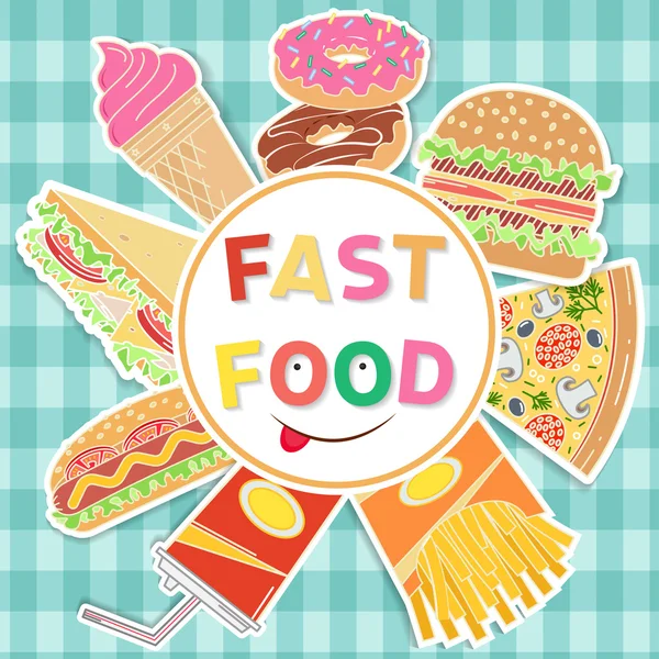 Fast food colorato design piatto . — Vettoriale Stock