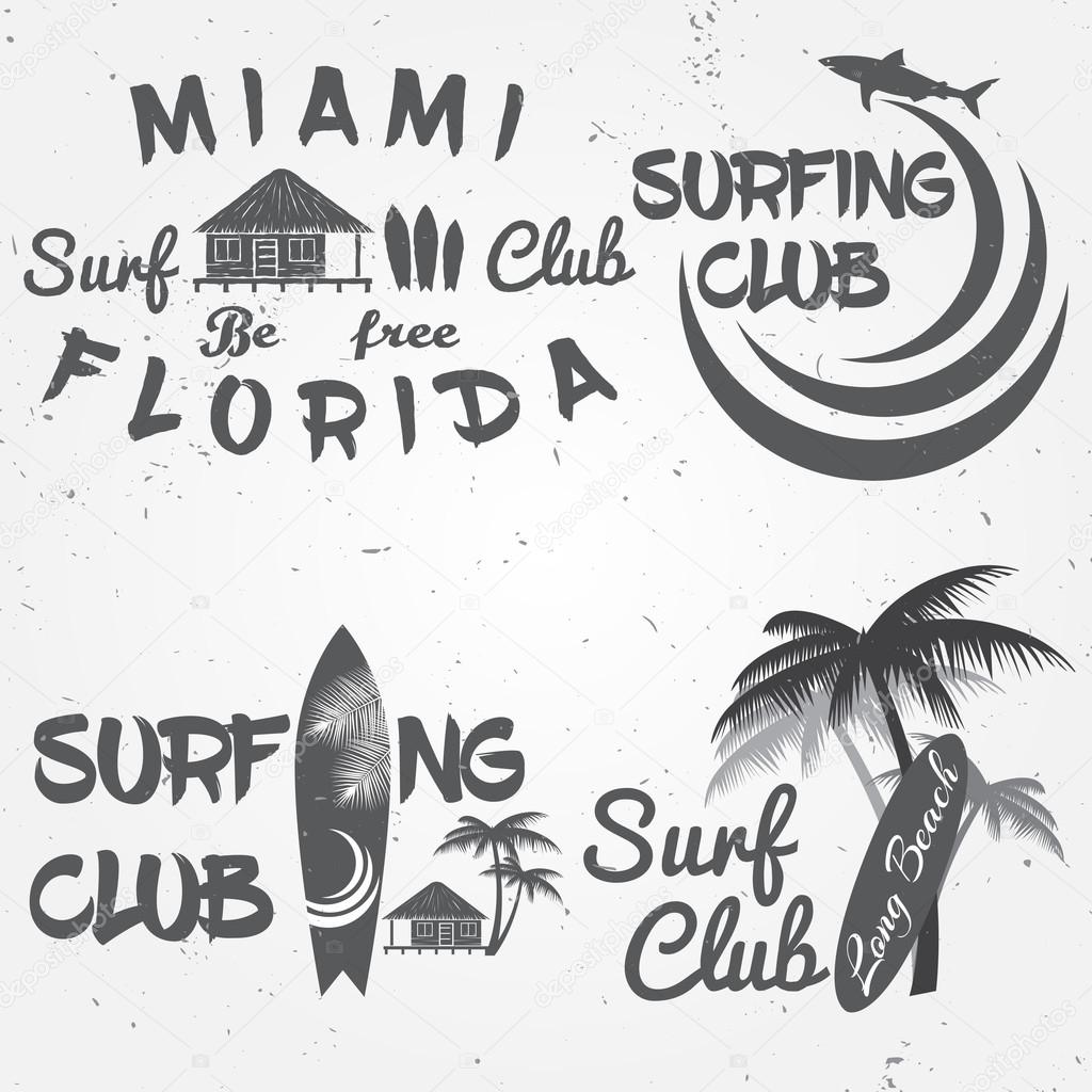 Set of retro vintage badges and labels. For web design, mobile and application interface, also useful for infographics. Surf club design. Vector illustration.