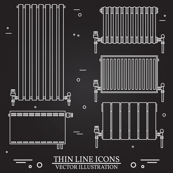 Iconos de radiadores de calefacción central . — Archivo Imágenes Vectoriales