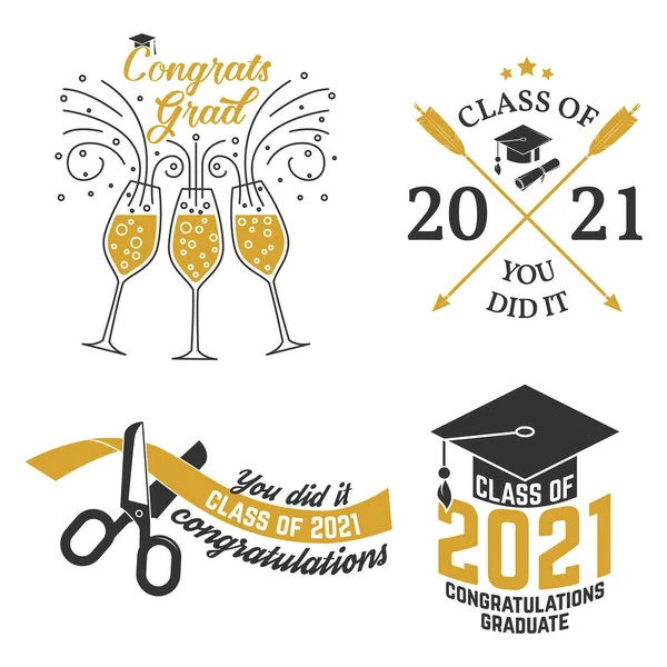 Set of Vector Class of 2021 badges Concept for shirt, print, seal, overlay or stamp, greeting, invitation card. Typography design- stock vector. — Stock Vector