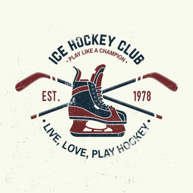 Ice Hockey club logo, badge design. Concept for shirt or logo, print, stamp or tee. Winter sport. Vector illustration. Hockey championship