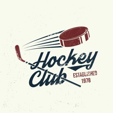 Hockey club logo, badge design. Concept for shirt or logo, print, stamp or tee. Winter sport. Vector illustration. Hockey championship