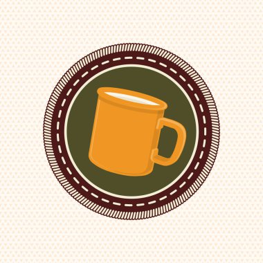 Kamp çadırlı izci rozeti. Vektör. Yama, kamp ve akademik faaliyetler için çıkartma.