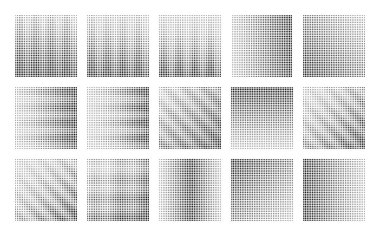 Soyut Yarıtonlama Gradyan Örnekleri. Siyah ve Beyaz Noktalı Vektör Arkaplanı.