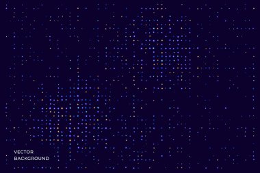 Yarı tonlu geometrik noktalar gradyan ve pop sanat dokusu. Vektör çizimi. Renkli soyut nokta, arkaplan deseni için yarım tonlu noktalar. Gürültü tozu deseni