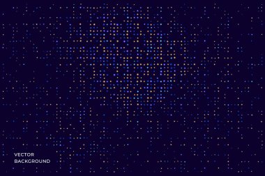 Yarı tonlu geometrik noktalar gradyan ve pop sanat dokusu. Vektör çizimi. Renkli soyut nokta, arkaplan deseni için yarım tonlu noktalar. Gürültü tozu deseni