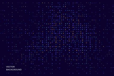 Yarı tonlu geometrik noktalar gradyan ve pop sanat dokusu. Vektör çizimi. Renkli soyut nokta, arkaplan deseni için yarım tonlu noktalar. Gürültü tozu deseni